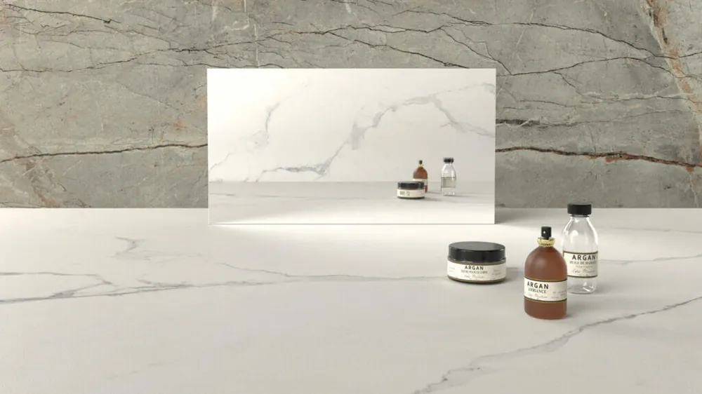 Locura Caesarstone quartz waterfall edge