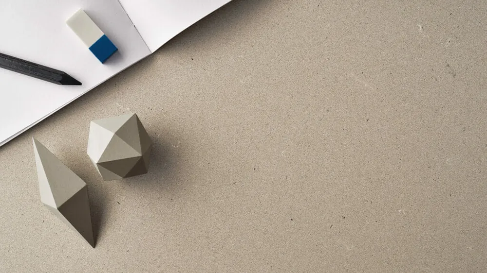 Raw Concrete Caesarstone quartz with hardware