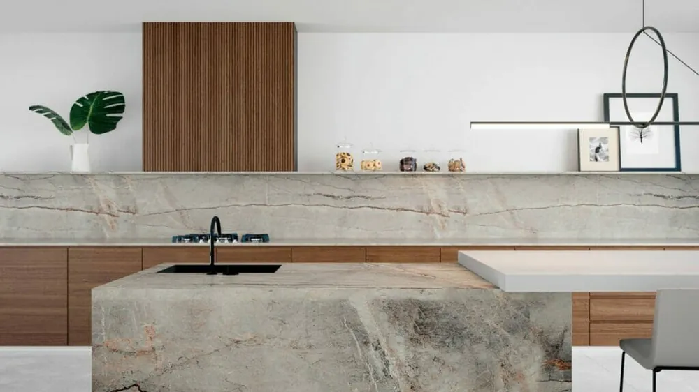 Striata Caesarstone quartz installed countertop