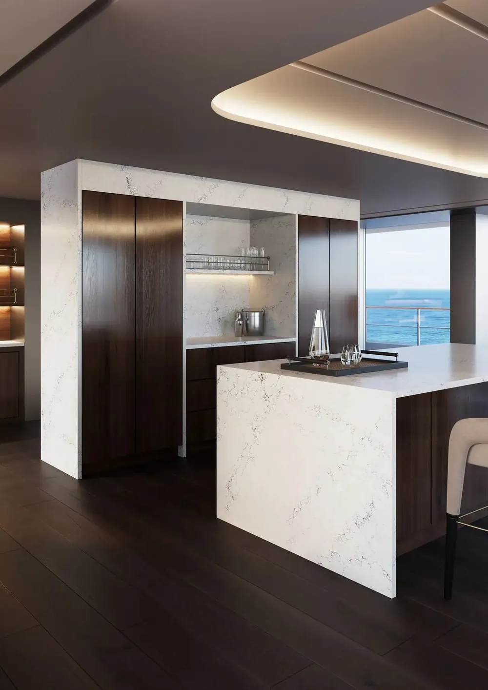 Travella Cambria quartz waterfall edge