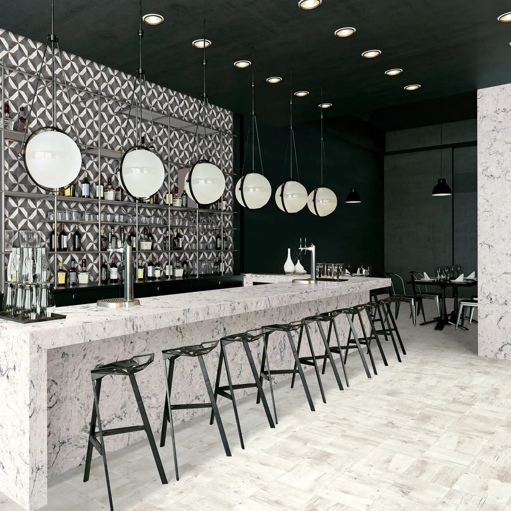 Alpine Winter Daltile quartz / porcelain installed countertop