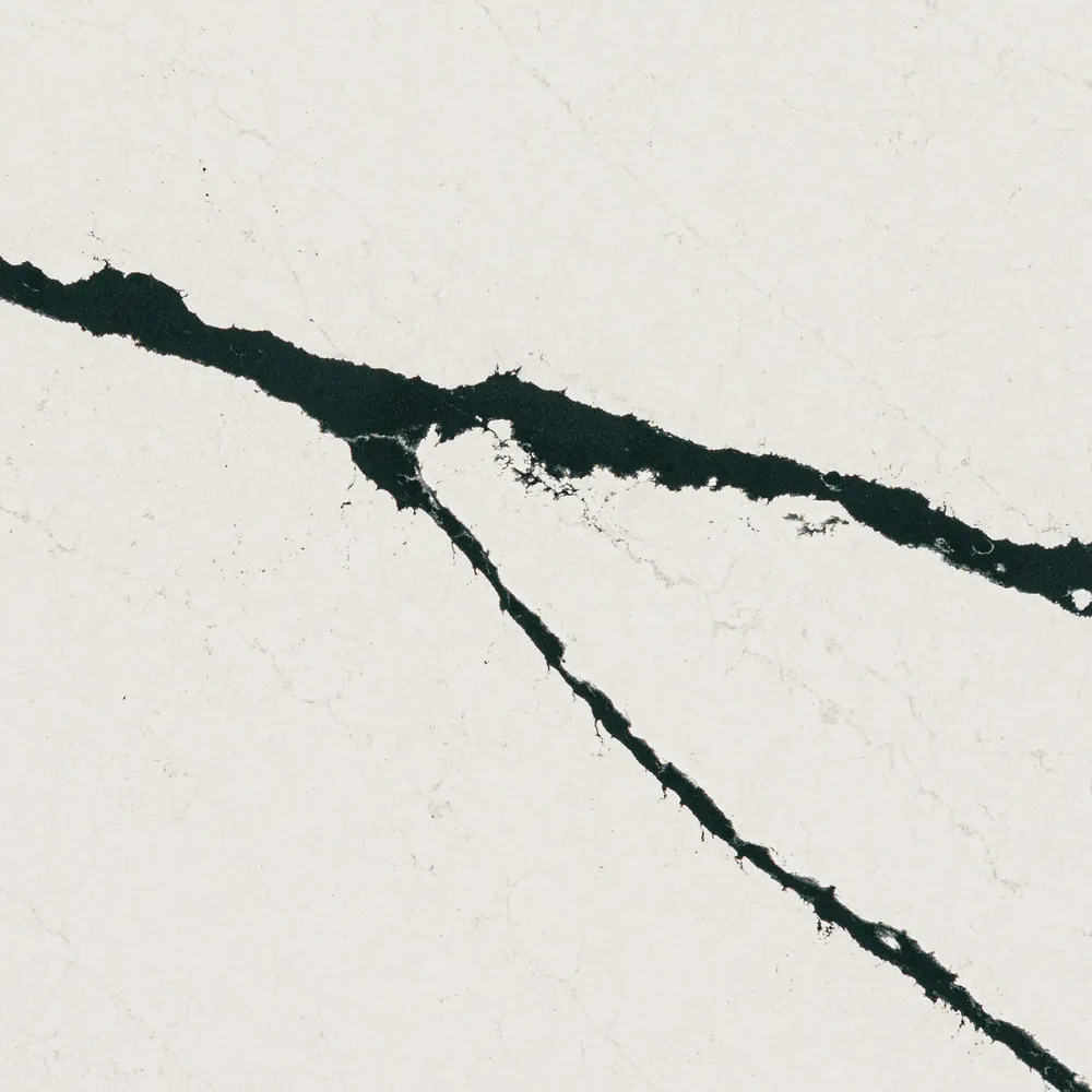 Calacatta Bolt Daltile quartz / porcelain waterfall edge