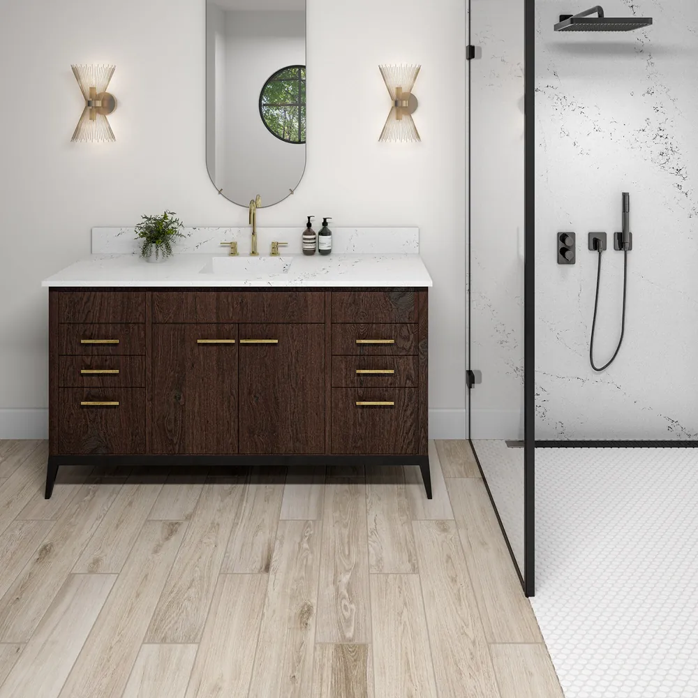 Calacatta Villa Daltile quartz / porcelain installed countertop
