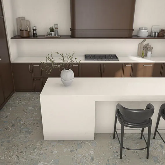 Carrara Roma Daltile quartz / porcelain with hardware