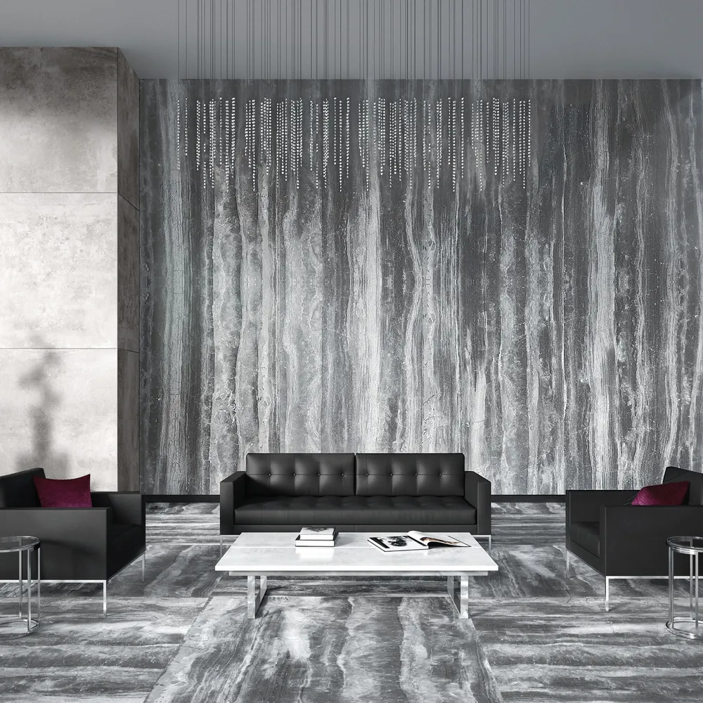 Titanium Grey Daltile quartz / porcelain with hardware