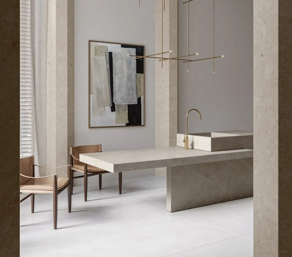 Adia Dekton sintered surface with hardware