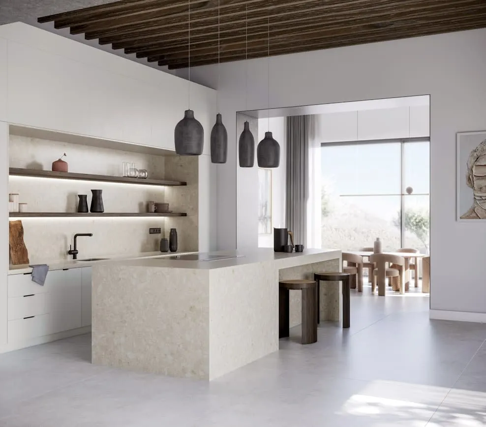 Adia Dekton sintered surface waterfall edge