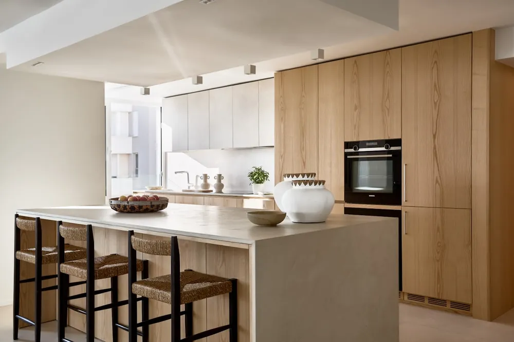 Nacre Dekton sintered surface installed countertop