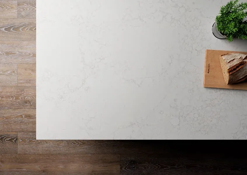 Adagio Gold LX Hausys viatera quartz installed countertop