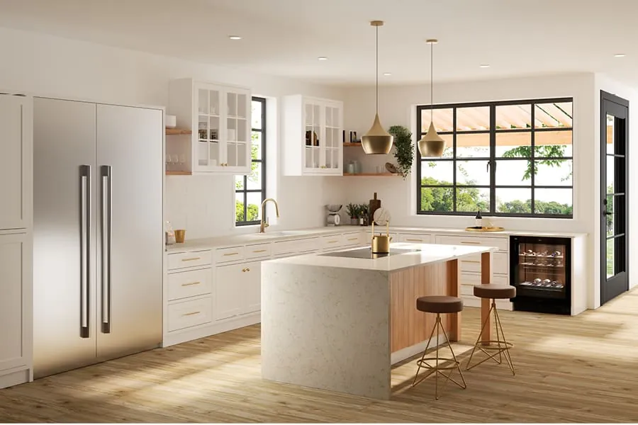 Allegro LX Hausys viatera quartz waterfall edge