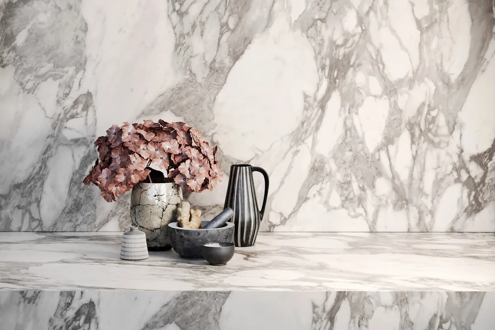 Arabescato Royale LX Hausys viatera quartz installed countertop