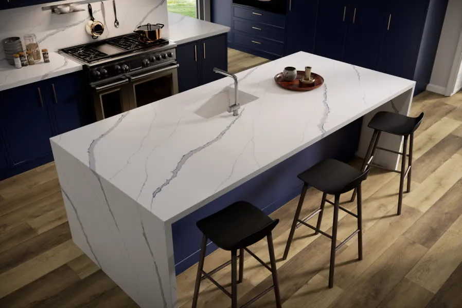 Calacatta Marina LX Hausys viatera quartz installed countertop
