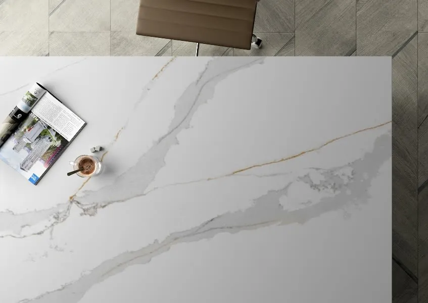 Calacatta Plata LX Hausys viatera quartz full slab