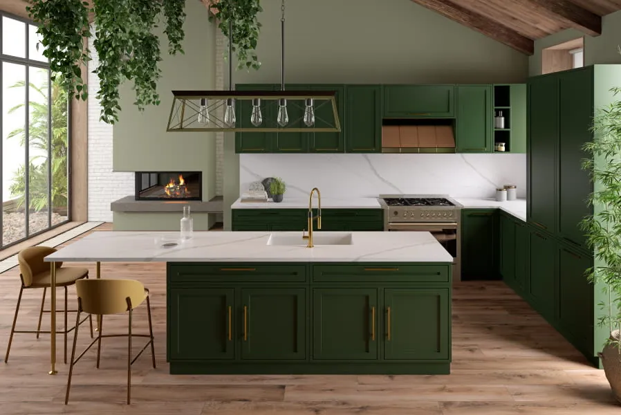 Calacatta Verde LX Hausys viatera quartz installed countertop