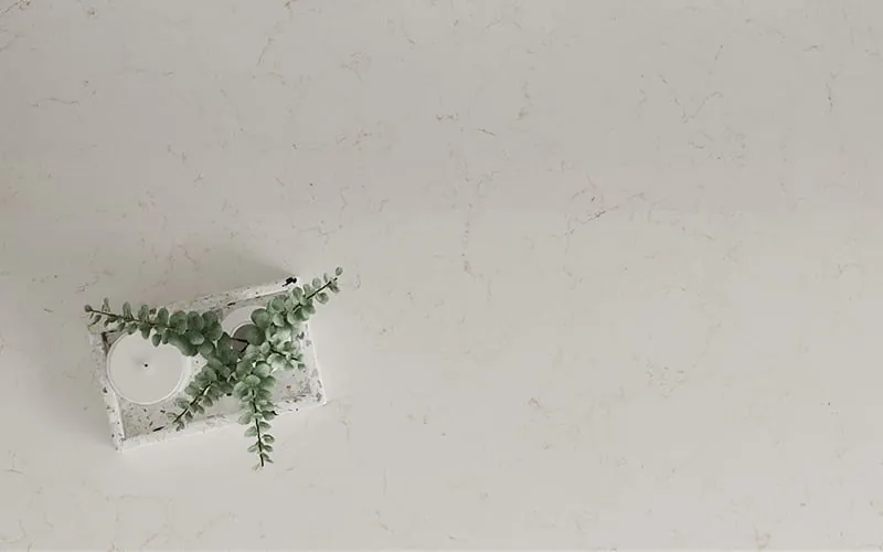 Carrara Oro LX Hausys viatera quartz waterfall edge