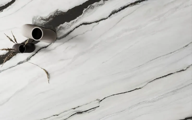 Charcoal White LX Hausys viatera quartz installed countertop