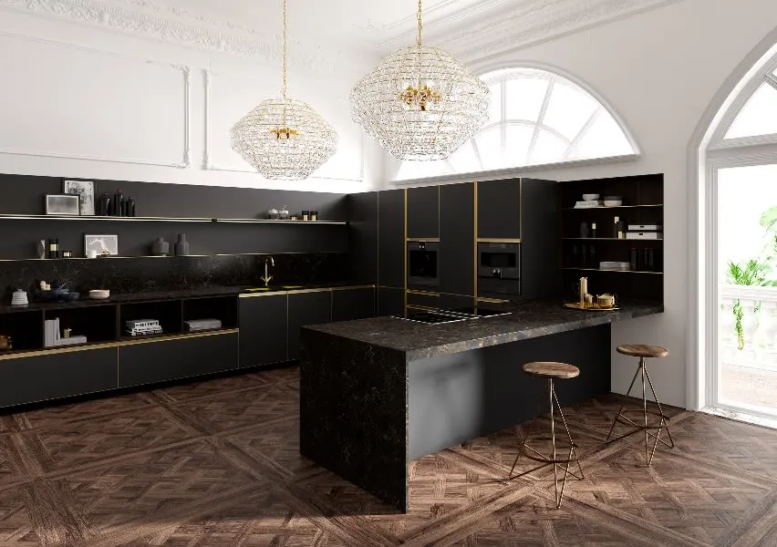 Nocturne LX Hausys viatera quartz installed countertop