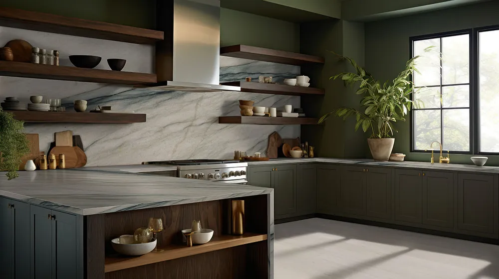 Audacia MSI quartzite waterfall edge