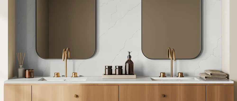 Calacatta Duolina MSI quartz installed countertop