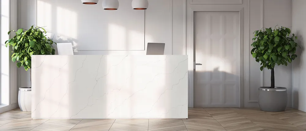 Calacatta Duolina MSI quartz with hardware