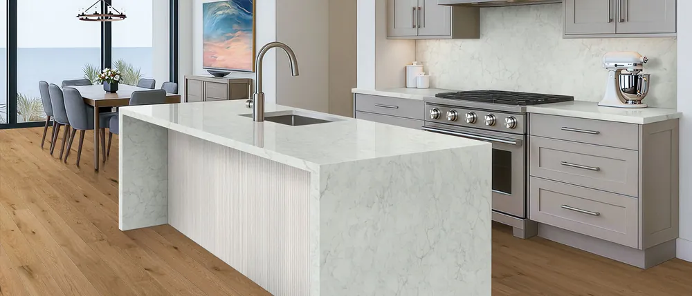 Calacatta Fioressa MSI quartz with hardware