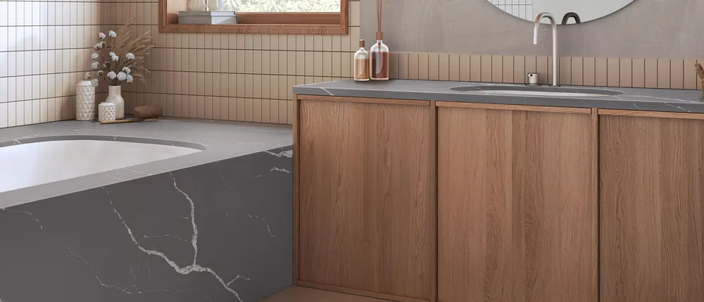 Calacatta Laza Grigio MSI quartz installed countertop