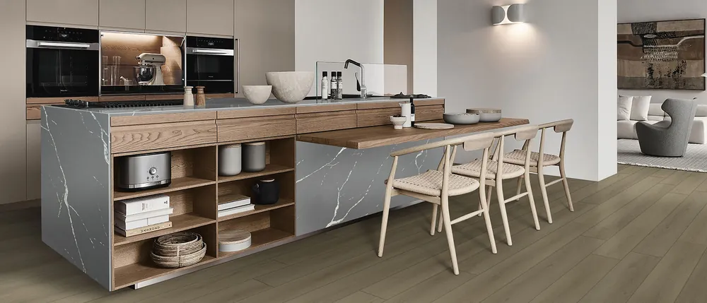 Calacatta Laza Grigio MSI quartz with hardware