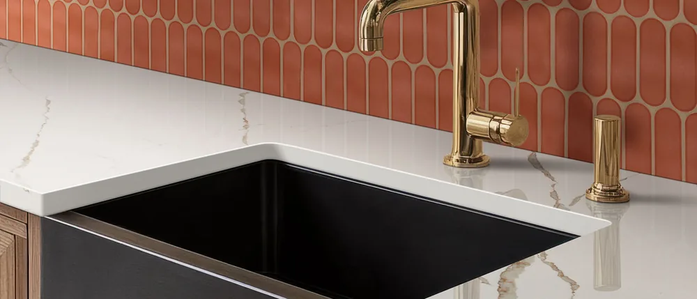 Calacatta Laza Oro MSI quartz with hardware