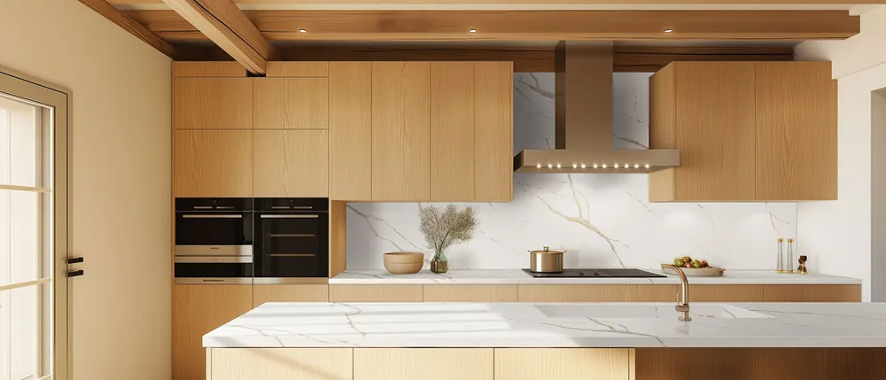 Calacatta Laza Oro MSI quartz waterfall edge
