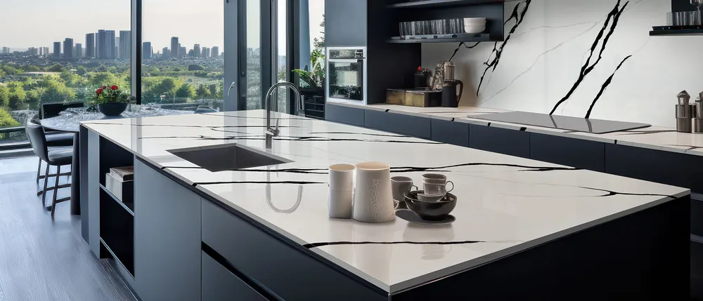 Calacatta Lumanyx MSI quartz with hardware