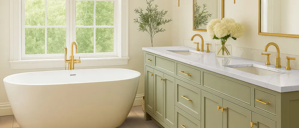 Calacatta Miraggio Sienna MSI quartz waterfall edge