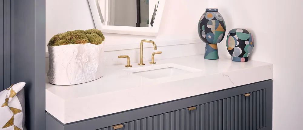 Calacatta Miraggio MSI quartz waterfall edge