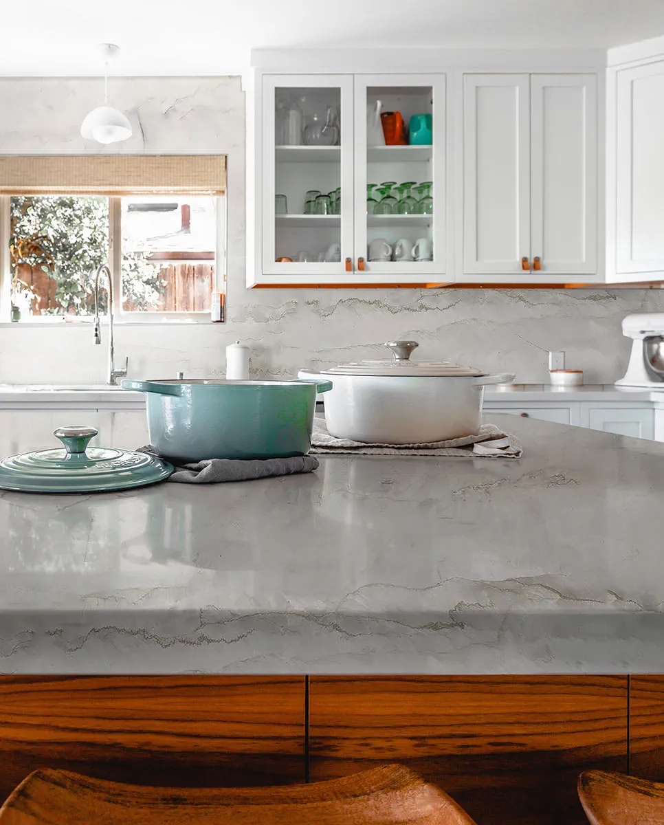 Glacier Wave MSI quartzite installed countertop