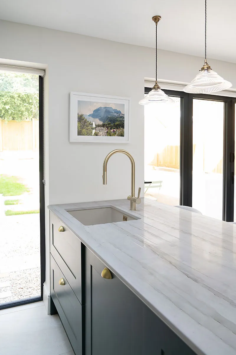 Glacier Wave MSI quartzite waterfall edge