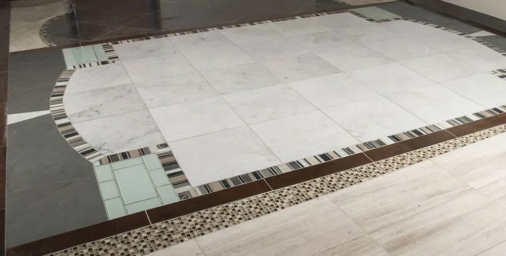 White Carrara MSI marble installed countertop