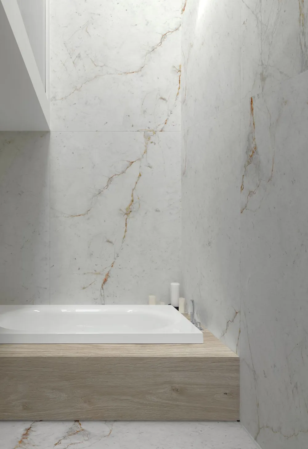 Abu Dhabi White Neolith sintered stone installed countertop