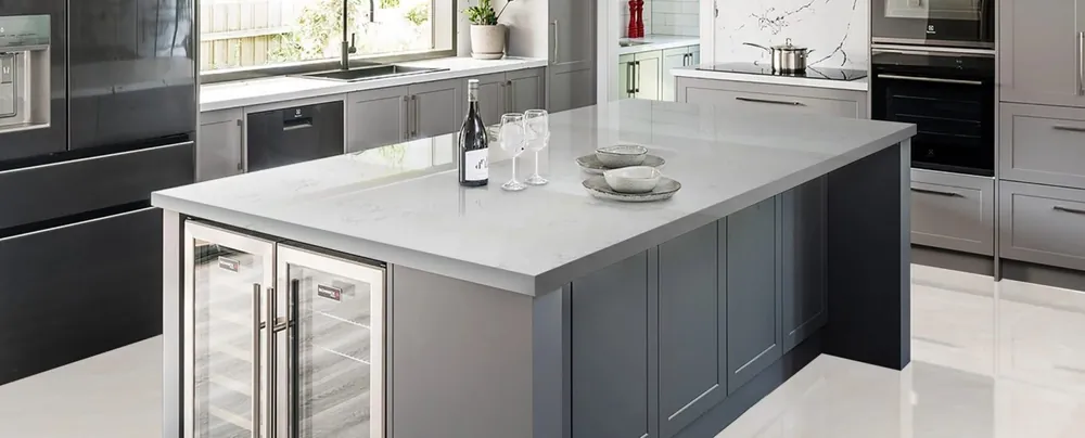 Carrara Gold Raphael quartz installed countertop
