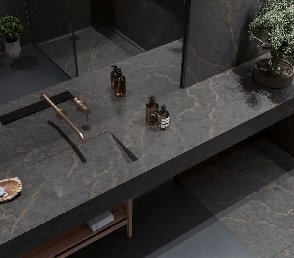 Bohemian Flame Silestone quartz with hardware