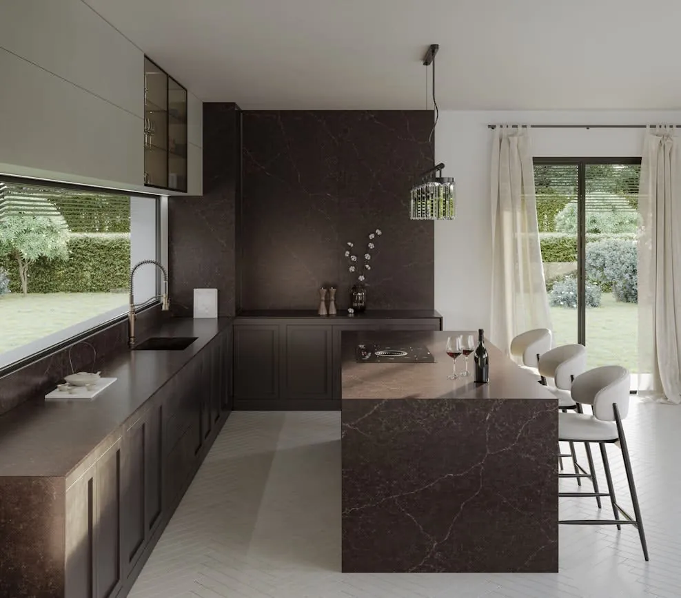 Chateau Brown Silestone quartz installed countertop