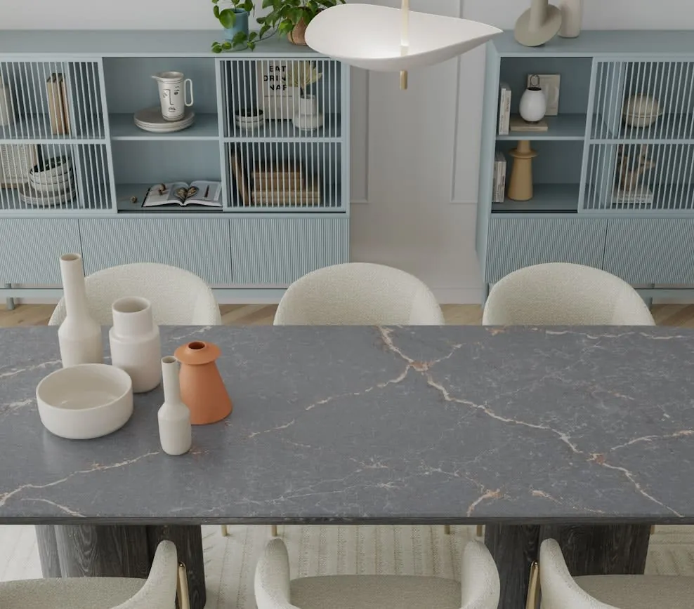 Parisien Bleu Silestone quartz with hardware