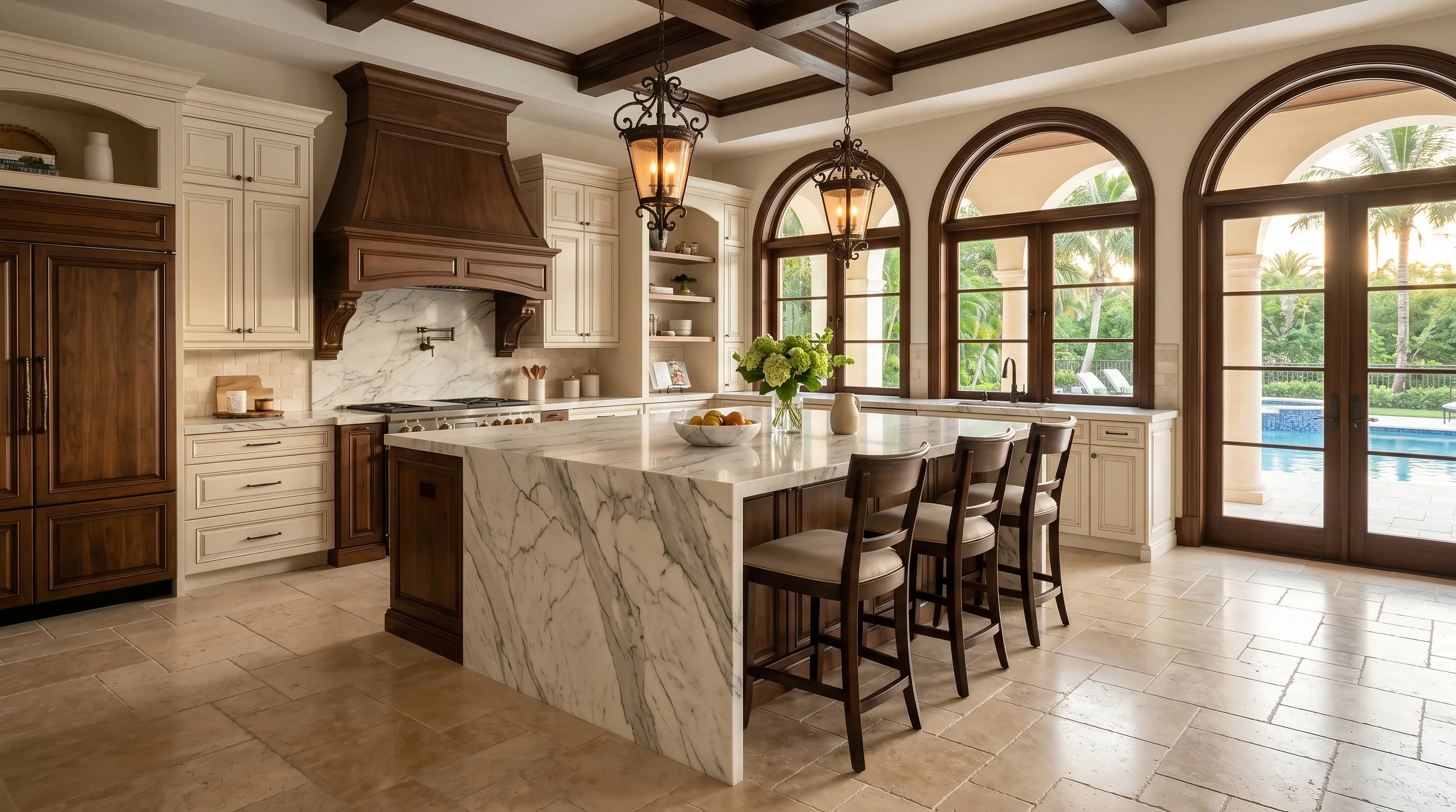 Finished Boca Raton kitchen remodel inspiration with cabinets, countertops, and luxury materials