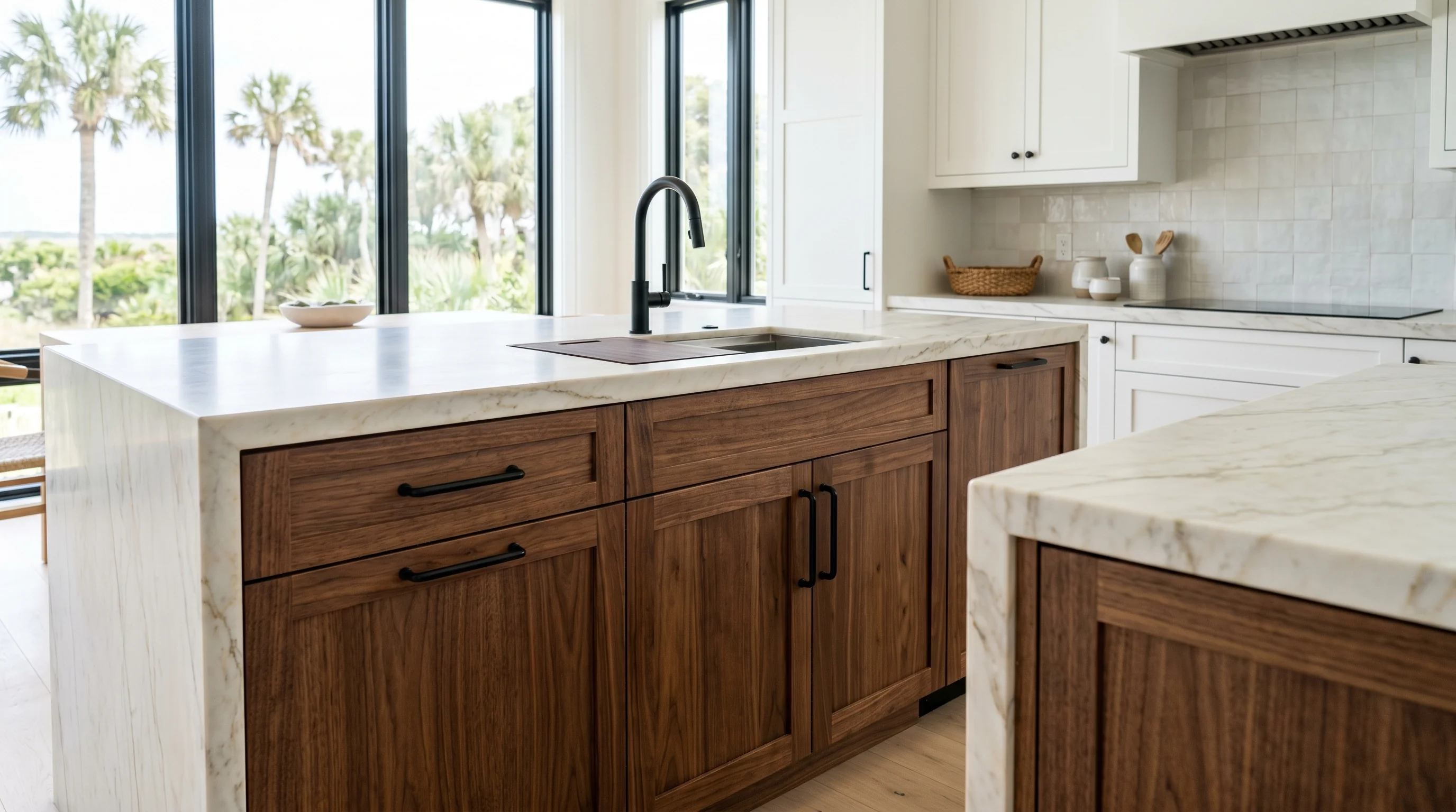 Custom Delray Beach kitchen cabinet and countertop remodel with elegant finish details