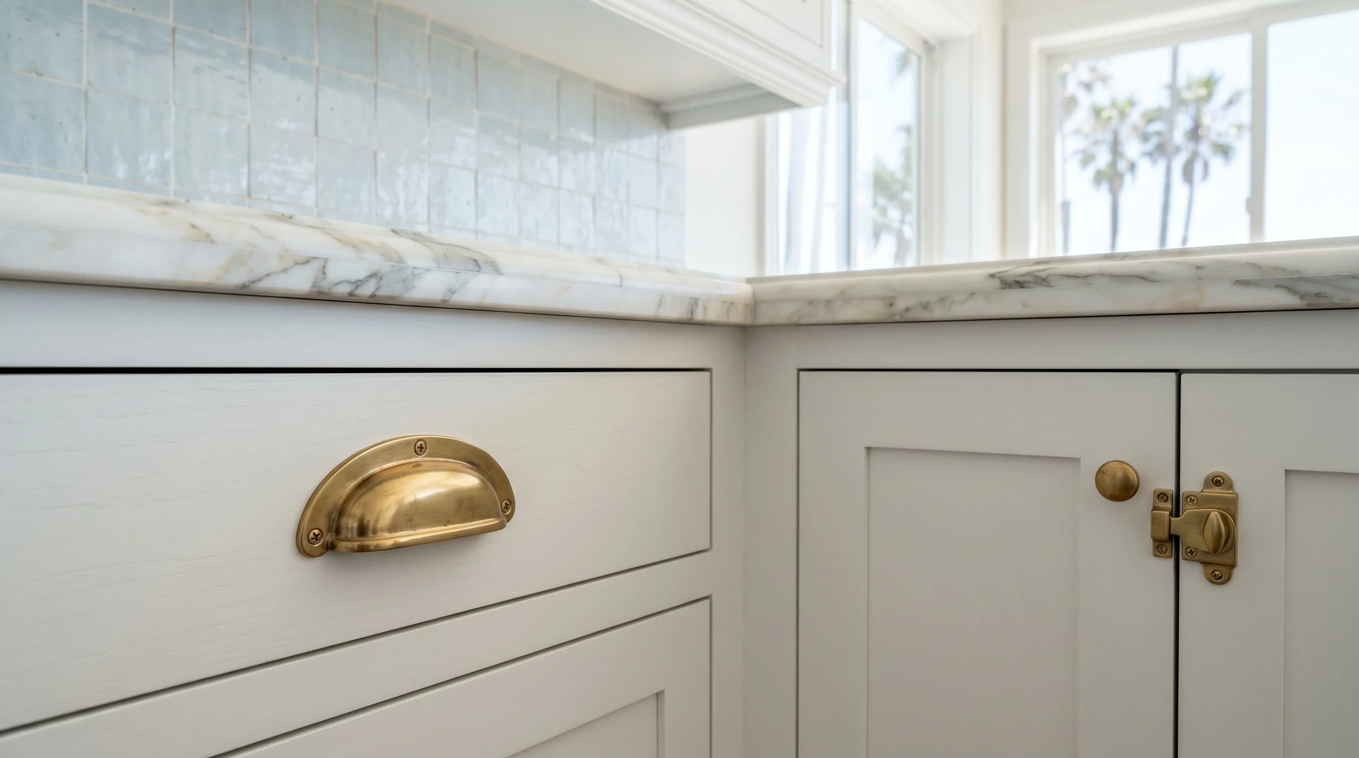 Delray Beach kitchen island upgrade with stone countertops and refined cabinet details