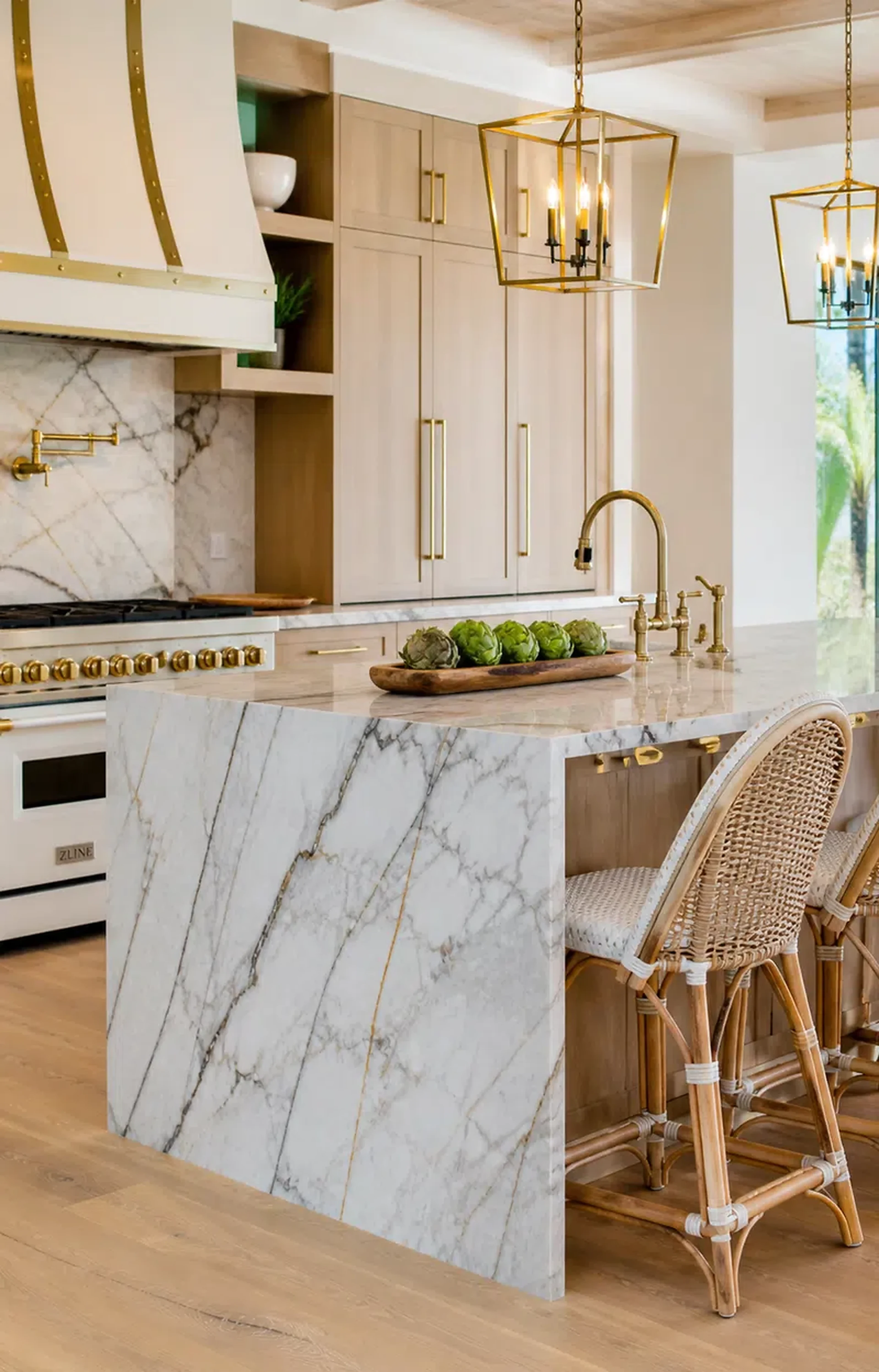 Finished Delray Beach kitchen remodel inspiration with cabinets, countertops, and luxury materials