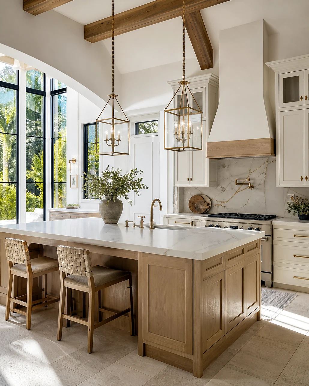 Greenacres kitchen island upgrade with stone countertops and refined cabinet details
