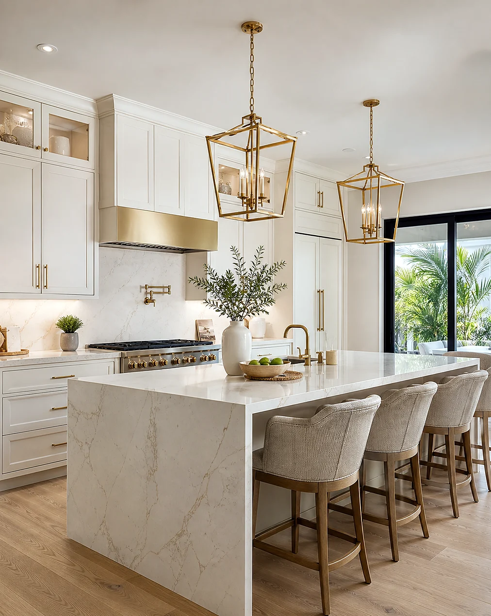 Juno Beach kitchen island upgrade with stone countertops and refined cabinet details