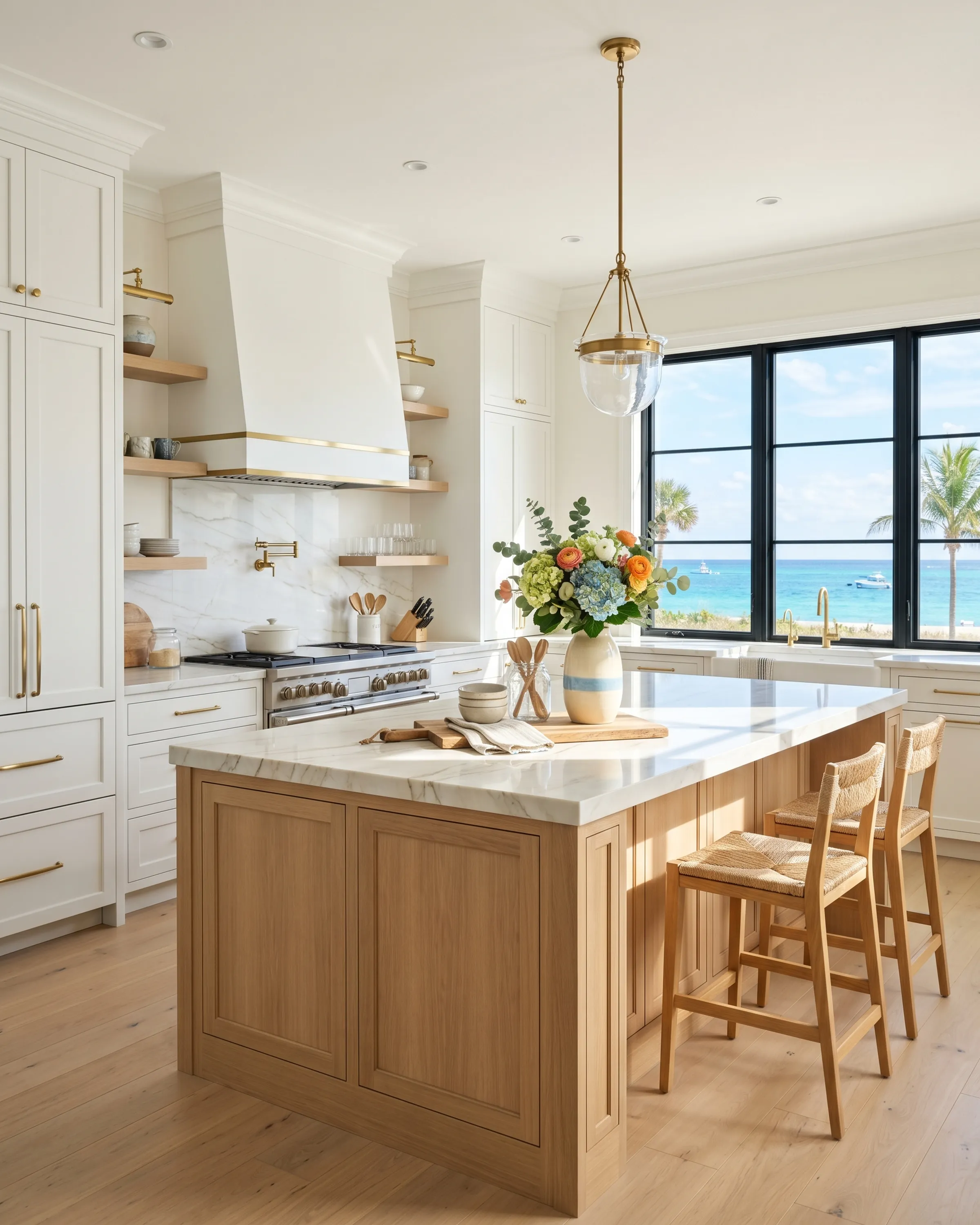 Jupiter kitchen remodeling inspiration with bright cabinets and stone countertops