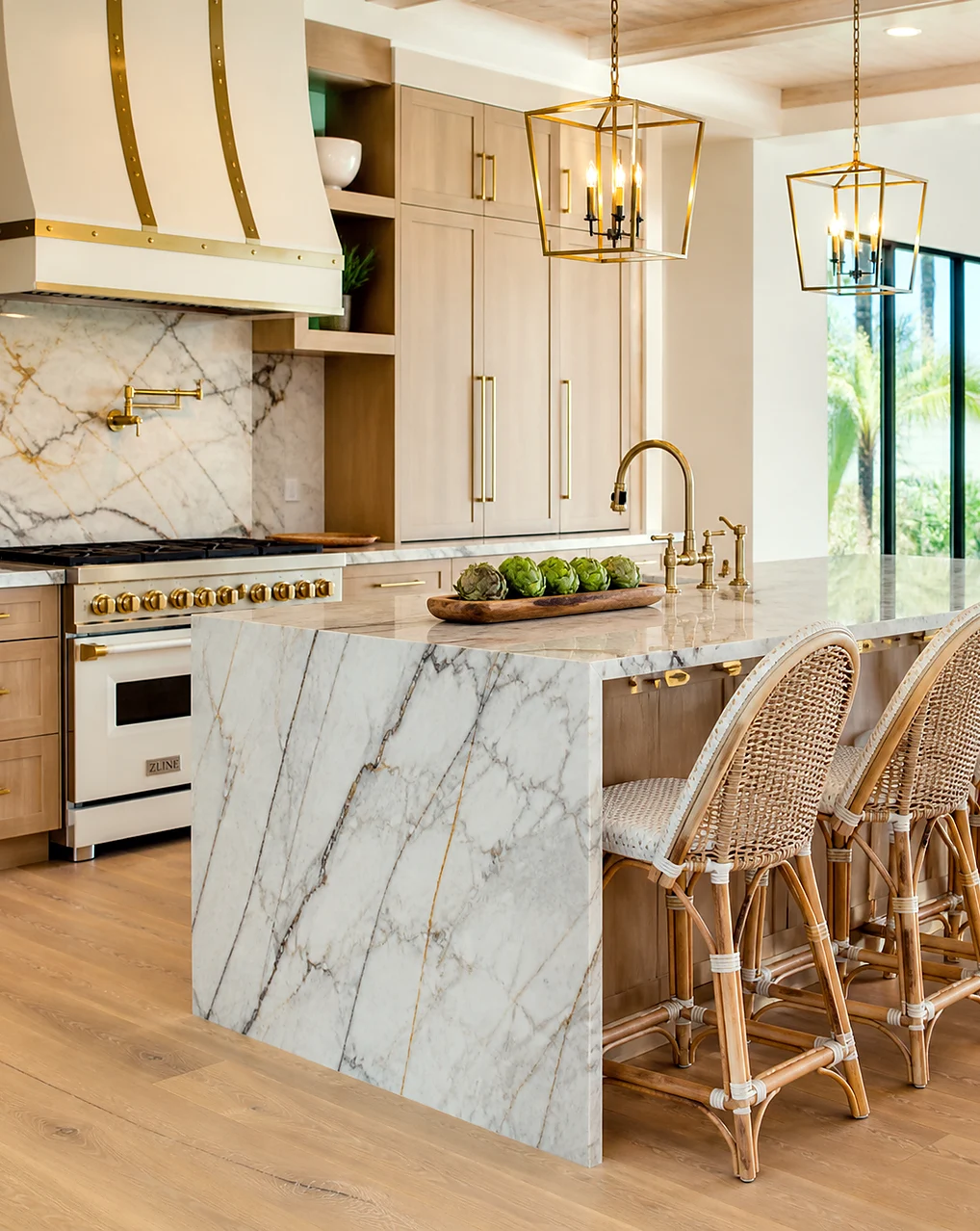 Lake Park kitchen island upgrade with stone countertops and refined cabinet details
