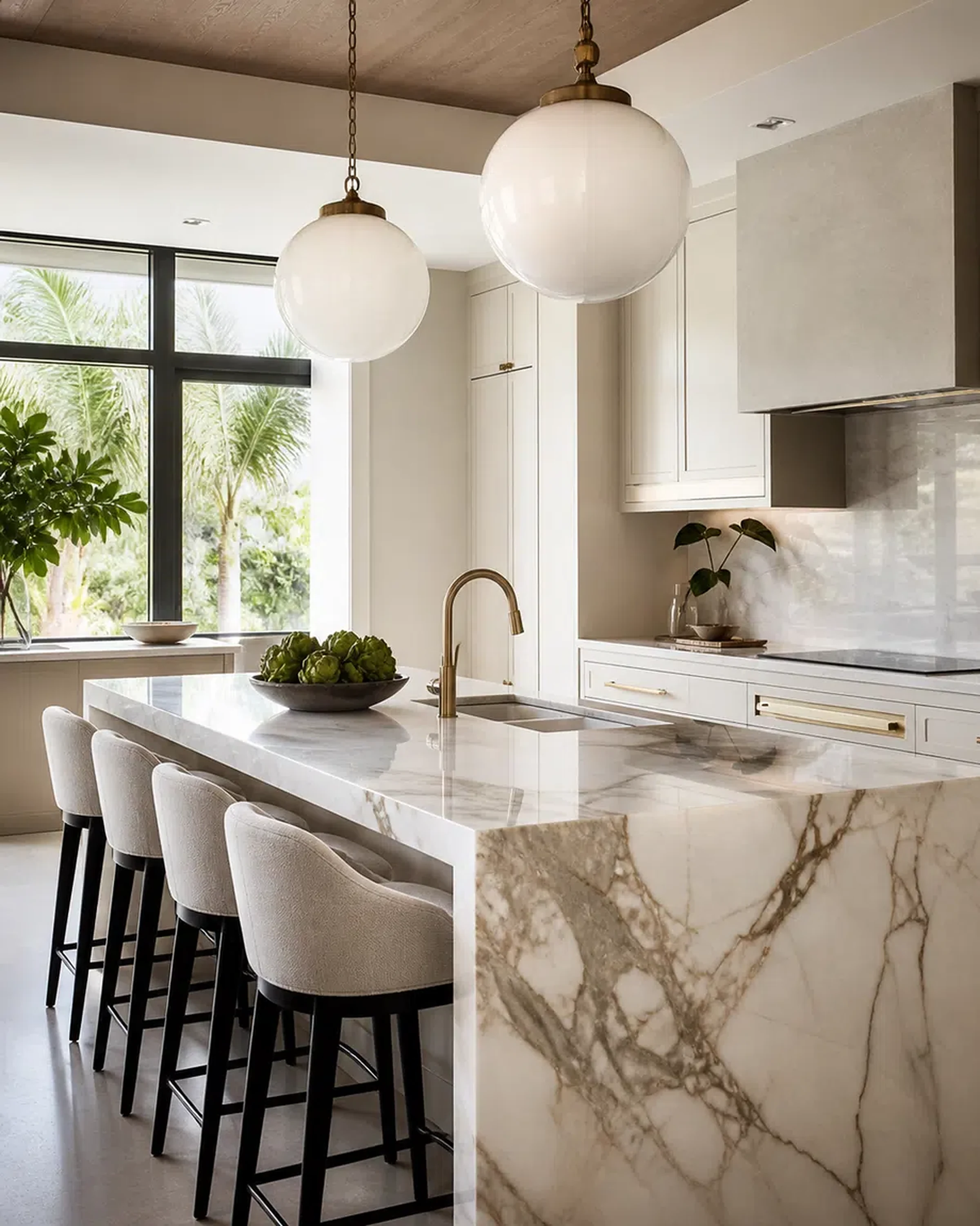 Loxahatchee kitchen remodeling inspiration with bright cabinets and stone countertops