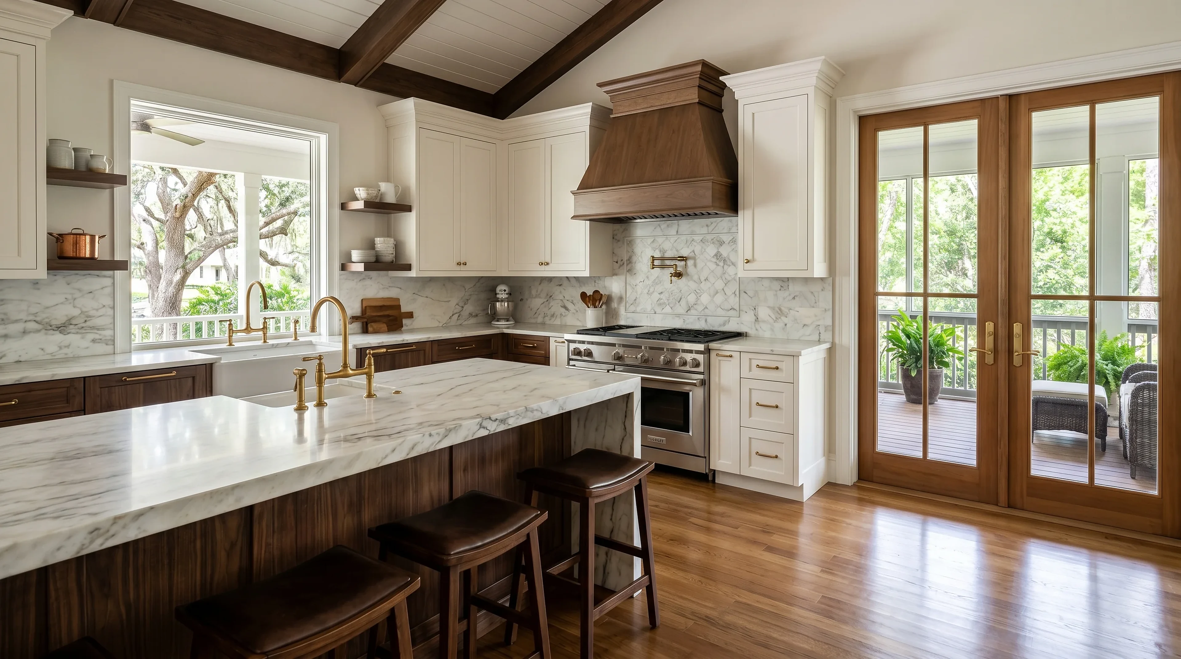 Luxury Loxahatchee kitchen material inspiration with marble-look counters and designer lighting